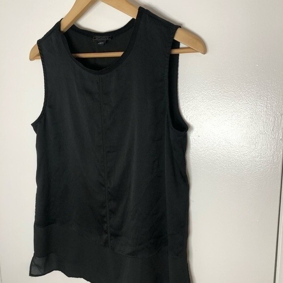 Metaphor Tank Mixed Media Black Layered Sleeveless Top - Picture 6 of 9